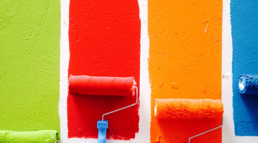 Designer working with color palettes