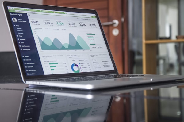 Business dashboard showing revenue growth chart